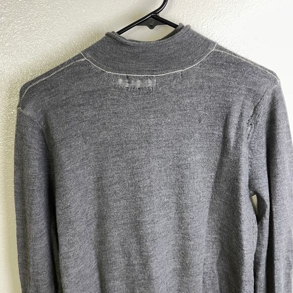 Nice Collective Merino Wool Sweater Womens Medium Gray Zip Stripe Distressed * - Picture 11 of 15